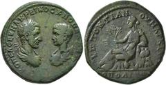 Roman Provincial MOESIA INFERIOR. Marcianopolis. Macrinus, with Diadumenian as Caesar, 217-218. Pentassarion (Bronze, 26 mm, 11.08 g, 1 h), Pontianus, legatus consularis. [AY] K ΟΠΕΛ CEY MAKPEINOC K M