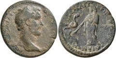 Roman Provincial LYDIA. Sardis. Antoninus Pius, 138-161. Tetrassarion (Bronze, 29 mm, 14.76 g, 6 h), uncertain strategos and uncertain proconsul. [...] ΑΙΛΙΟС ΑΝΤΩΝЄΙΝΟС Bare head of Antoninus Pius to