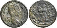 Roman Provincial LYDIA. Tabala. Severus Alexander, 222-235. Assarion (Bronze, 23 mm, 5.52 g, 6 h). •AY•K•M•AYP•CЄ•AΛЄΞANΔPOC• Laureate head of Severus Alexander to right. Rev. TABAΛЄΩN Leto, with veil