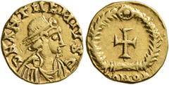 Early Medieval & Islamic UNCERTAIN GERMANIC TRIBES, Pseudo-Imperial coinage. Tremissis (Gold, 12 mm, 1.22 g, 7 h), imitating Anthemius, 467-472, uncertain mint, late 5th century. D N ANTHEMIVS C (sic!