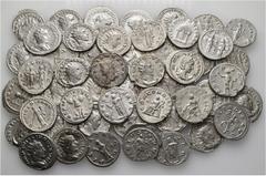 Group Lots A lot containing 50 silver coins. Includes: Gordian III (8), Philip I (4), Otacilia Severa (1), Trajan Decius (5), Trebonianus Gallus (5), Volusian (6), Valerian I (5), Gallienus (13), Salo