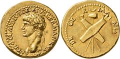 Roman Imperial Nero Claudius Drusus, died 9 BC. Aureus (Gold, 19 mm, 7.69 g, 4 h), Rome, struck under Claudius, circa 41-45. NERO CLAVDIVS DRVSVS GERMANICVS IMP Laureate head of Nero Claudius Drusus t