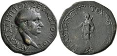 Roman Provincial GALATIA. Ancyra. Titus , 79-81. Diassarion (Orichalcum, 24 mm, 9.40 g, 7 h). AY KAIΣAP TITOΣ ΣEBAΣTOΣ Laureate head of Titus to right. Rev. ΣEBAΣTHNΩN TEKTOΣAΓΩN Mên standing left, ho