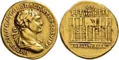 Roman Imperial Trajan, 98-117. Aureus (Gold, 20 mm, 7.14 g, 7 h), Rome, 112-113. IMP TRAIANVS AVG GER DAC P M TR P COS VI P P Laureate, draped and cuirassed bust of Trajan to right, seen from behind. 