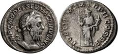 Roman Imperial Macrinus, 217-218. Denarius (Silver, 20 mm, 3.17 g, 12 h), Rome, summer 217-early 218. IMP C M OPEL SEV MACRINVS AVG Laureate and cuirassed bust of Macrinus to right. Rev. PONTIF MAX TR