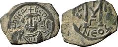 Early Medieval & Islamic ISLAMIC, Time of the Rashidun. Pseudo-Byzantine types. Follis (Bronze, 27 mm, 4.86 g, 7 h), imitating a follis of Constans II, uncertain mint, circa 24/5-27/8 AH / 645-647 AD.