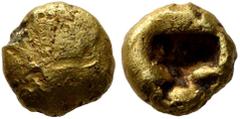 Greek IONIA. Uncertain. Circa 650-600 BC. 1/36 Stater (?) (Electrum, 5 mm, 0.43 g). Plain surface. Rev. Rough incuse punch. Karwiese, Artemision, Type I.1 (1/24 stater). SNG Kayhan 678 (1/24 stater). 