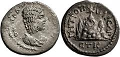 Roman Provincial CAPPADOCIA. Caesaraea-Eusebia. Julia Domna , Augusta, 193-217. Drachm (Silver, 18 mm, 2.57 g, 12 h), RY 20 of Caracalla = 216/7. IOYΛIA ΔOMNA CЄBACTH Draped bust of Julia Domna to rig