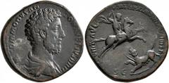 Roman Imperial Commodus, 177-192. Sestertius (Orichalcum, 32 mm, 22.83 g, 11 h), Rome, 185. M COMMODVS AN TON AVG PIVS BRIT Bare-headed and draped bust of Commodus to right, seen from behind. Rev. VIR