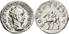 Roman Imperial Trajan Decius, 249-251. Antoninianus (Silver, 22 mm, 4.17 g, 12 h), Rome. IMP C M Q TRAIANVS DECIVS AVG Radiate, draped and cuirassed bust of Trajan Decius to right, seen from behind. R