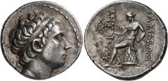 Greek SELEUKID KINGS OF SYRIA. Antiochos III ‘the Great’, 223-187 BC. Tetradrachm (Silver, 28 mm, 17.04 g, 1 h), ΔΕΛ-mint associated with Antiochia on the Orontes, circa 222-211 BC. Diademed head of A