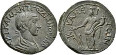 Roman Provincial LYCIA. Cyane. Gordian III , 238-244. Tetrassarion (Bronze, 31 mm, 13.93 g, 11 h). AYT KAI M ANT ΓOPΔIANOC CЄB Laureate, draped and cuirassed bust of Gordian III to right, seen from be