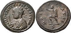 Roman Imperial Tacitus, 275-276. Antoninianus (Bronze, 22 mm, 4.03 g, 1 h), Ticinum, early-mid 276. IMP C M CL TACITVS AVG C III Radiate bust of Tacitus to left, wearing consular robes and holding eag