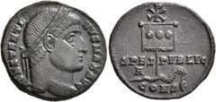 Roman Imperial Constantine I, 307/310-337. Follis (Bronze, 19 mm, 3.24 g, 11 h), Constantinopolis, late 324-early 325. CONSTANTI-NVS MAX AVG Laureate head of Constantine I to right. Rev. SPES PVBLIC /