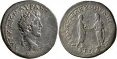 Roman Provincial PONTUS. Amasia. Marcus Aurelius, 161-180. Hexassarion (?) (Bronze, 37 mm, 26.38 g, 7 h), CY 164 = 161/2. AYT•KAIC•M•AYP•ANTΩNINOC•CЄB Bare-headed, draped and cuirassed bust of Marcus 