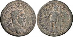 Roman Provincial CILICIA. Tarsus. Pupienus, 238. Hexassarion (Bronze, 36 mm, 18.96 g, 12 h). AYT KAIC M KΛ ΠOYΠIHNON CЄB / Π - Π Radiate, draped and cuirassed bust of Pupienus to right, seen from behi