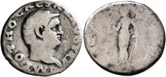Roman Imperial Otho, 69. Denarius (Silver, 18 mm, 2.84 g, 7 h), Rome. IMP OTHO CAESAR AVG TR P Bare head of Otho to right. Rev. SECV[RITAS•P•R] Securitas standing front, head to left, holding wreath i
