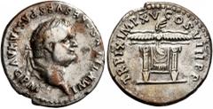 Roman Imperial Titus, 79-81. Denarius (Silver, 18 mm, 3.31 g, 6 h), Rome, 80. IMP TITVS CAES VESPASIAN AVG P M Laureate head of Titus to right. Rev. TR P IX IMP XV COS VIII P P Winged thunderbolt set 