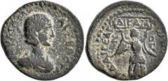 Roman Provincial CILICIA. Aegeae. Julia Mamaea, Augusta, 222-235. Diassarion (Bronze, 23 mm, 8.89 g, 6 h), CY 277 = 230/1. IOYΛIA MAMAЄA CЄBACTH Draped bust of Julia Mamaea to right. Rev. AIΓЄAIωN AΛЄ