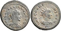 Roman Imperial Aurelian, with Vabalathus, 270-275. Antoninianus (Silvered bronze, 21 mm, 3.53 g, 5 h), Antiochia, November 270-March 272. IMP C AVRELIANVS AVG (sic!) Draped and cuirassed bust of Vabal