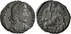 Roman Imperial Constantius II, 337-361. Follis (Bronze, 22 mm, 7.00 g, 5 h), Antiochia, 350-355. D N CONSTAN-TIVS P F AVG Pearl-diademed, draped and cuirassed bust of Constantius II to right. Rev. FEL