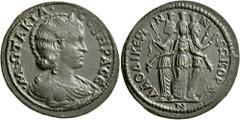 Roman Provincial PHRYGIA. Laodicea ad Lycum. Otacilia Severa, Augusta, 244-249. Tetrassarion (Orichalcum, 30 mm, 15.51 g, 7 h). •M•ΩTAKIΛ• •CЄBHPA•CЄ Diademed and draped bust of Otacilia Severa to rig