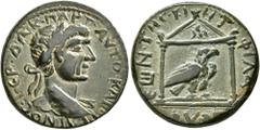 Roman Provincial CILICIA. Philadelphia. Trajan, 98-117. Diassarion (Bronze, 22 mm, 8.07 g, 6 h). ΑΥΤΟ•KAI•ΤΡΑΙΝΟС•ΓΕΡ•ΔΑΚ•ΠΑΡT• (sic!) Laureate head of Trajan to right. Rev. ΦΙΛΑΔЄΛΦЄωΝ•ΤΗС•ΚΙΗΤ Eagle