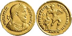 Roman Imperial Julian II, 360-363. Solidus (Gold, 21 mm, 4.49 g, 11 h), Antiochia on the Orontes, 361-363. FL CL IVLIA-NVS P F AVG Pearl-diademed, draped and cuirassed bust of Julian II to right. Rev.