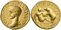 The Aurum Barbarorum Collection UNCERTAIN GERMANIC TRIBES, Pseudo-Imperial coinage. Mid 3rd-early 4th centuries. 'Quinarius' (Gold, 14 mm, 3.22 g, 7 h). IVIIΓIΛIII I IIƆIVIIΛ Bare imperial head to lef