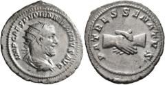 Roman Imperial Pupienus, 238. Antoninianus (Silver, 23 mm, 4.50 g, 2 h), Rome, circa April-June 238. IMP CAES PVPIEN MAXIMVS AVG Radiate, draped and cuirassed bust of Pupienus to right, seen from behi