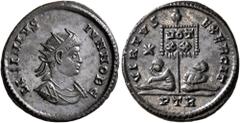 Roman Imperial Licinius II, Caesar, 317-324. Follis (Bronze, 20 mm, 2.98 g, 12 h), Treveri, 320. LICINIVS IVN NOB C Radiate, draped and cuirassed bust of Licinius II to right. Rev. VIRTVS EXERCIT / ✱ 