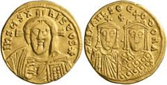 Byzantine Michael III "the Drunkard", with Theodora, 842-867. Solidus (Gold, 20 mm, 4.41 g, 7 h), Constantinopolis, 843-856. IҺSЧS XRISTOS✱ Half-length bust of Christ Pantokrator facing, with cross, h