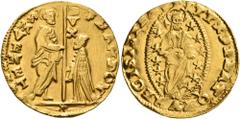 Early Medieval & Islamic CRUSADERS. Venetians in the Levant. Ducat (Gold, 21 mm, 3.48 g, 6 h), imitating Venice, uncertain mint, struck in the name of Francesco Doná, 1545-1553. St. Mark standing righ