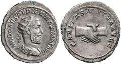 Roman Imperial Pupienus, 238. Antoninianus (Silver, 23 mm, 4.02 g, 6 h), Rome, circa April-June 238. IMP CAES PVPIEN MAXIMVS AVG Radiate, draped and cuirassed bust of Pupienus to right, seen from behi