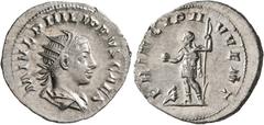 Roman Imperial Philip II, as Caesar, 244-247. Antoninianus (Silver, 23 mm, 3.86 g, 1 h), Rome, 244-246. M IVL PHILIPPVS CAES Radiate and draped bust of Philip II to right, seen from behind. Rev. PRINC