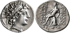 Greek SELEUKID KINGS OF SYRIA. Antiochos VI Dionysos, 144-142 BC. Drachm (Silver, 19 mm, 4.07 g, 1 h), Antiochia on the Orontes, SE 170 = 143/2. Radiate and diademed head of Antiochos VI to right. Rev
