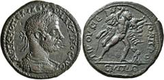 Roman Provincial BITHYNIA. Prusias ad Hypium. Macrinus, 217-218. Hexassarion (Orichalcum, 34 mm, 21.46 g, 7 h). AY•T•K M OΠЄΛ CЄOYHP MAKPINOC AYC (sic!) Laureate and cuirassed bust of Macrinus to righ