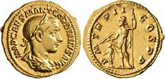 Roman Imperial Gordian III, 238-244. Aureus (Gold, 20 mm, 5.14 g, 12 h), Rome, July-December 239. IMP CAES M ANT GORDIANVS AVG Laureate, draped and cuirassed bust of Gordian III to right, seen from be