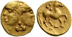 Greek CELTIC, Central Europe. Vindelici. Late 3rd or very early 2nd century BC. 1/24 Stater (Gold, 7 mm, 0.34 g, 7 h), 'Januskopf I' type. Head of Janus with long hair ending in a triangle with a pell