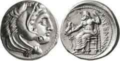 Greek KINGS OF MACEDON. Alexander III ‘the Great’, 336-323 BC. Tetradrachm (Silver, 26 mm, 17.25 g, 1 h), Amphipolis, struck under Antipater, circa 332-326. Head of Herakles to right, wearing lion ski
