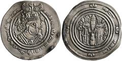 Central Asian HUNNIC TRIBES, Western Turks. Zabulistan. Spur Martan Shah, circa 688-700s. Drachm (Silver, 30 mm, 3.22 g, 10 h), 'Spur Martan Shah' type, Zabulistan, Year 8 (probably a regnal year). St