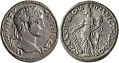 Roman Provincial PHRYGIA. Hadrianopolis-Sebaste. Caracalla, 198-217. Pentassarion (Bronze, 32 mm, 24.61 g, 6 h), Aristodemos, magistrate. •AY•K•MA•ANT Ω-Ω NЄINOC•AY (sic!) Laureate head of Caracalla t