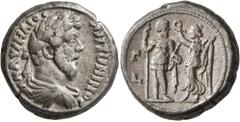 Roman Provincial EGYPT. Alexandria. Marcus Aurelius, 161-180. Tetradrachm (Billon, 22 mm, 13.25 g, 11 h), RY 3 = 162/3. Μ ΑVΡΗΛΙΟϹ ΑΝΤωΝΙΝΟϹ Laureate and draped bust of Marcus Aurelius to right, seen 