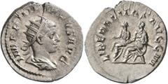 Roman Imperial Philip II, 247-249. Antoninianus (Silver, 23 mm, 3.48 g, 1 h), Rome. IMP PHILIPPVS AVG Radiate, draped and cuirassed bust of Philip II to right, seen from behind. Rev. LIBERALITAS AVGG 