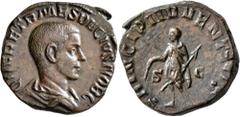 Roman Imperial Herennius Etruscus, as Caesar, 249-251. Sestertius (Orichalcum, 29 mm, 15.60 g, 1 h), Rome, 250. Q HER ETR MES DECIVS NOB C Bare-headed and draped bust of Herennius Etruscus to right, s