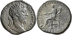 An old Swiss collection Commodus, 177-192. Sestertius (Orichalcum, 30 mm, 27.46 g, 1 h), Rome, 187-188. M COMMODVS ANT•P•FELIX AVG BRIT Laureate head of Commodus to right. Rev. P M TR P XIII IMP VIII 
