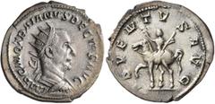 An old Swiss collection Trajan Decius, 249-251. Antoninianus (Silver, 23 mm, 3.47 g, 1 h), Rome. IMP C M Q TRAIANVS DECIVS AVG Radiate, draped and cuirassed bust of Trajan Decius to right, seen from b