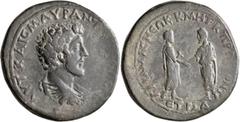 Roman Provincial PONTUS. Amasia. Marcus Aurelius, 161-180. Hexassarion (Bronze, 37 mm, 26.38 g, 7 h), CY 164 = 161/2. AYT•KAIC•M•AYP•ANTΩNINΩ•CЄB Bare-headed, draped and cuirassed bust of Marcus Aurel