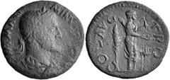 Roman Provincial TROAS. Alexandria Troas. Maximinus I, 235-238. 'As' (Bronze, 24 mm, 5.88 g, 7 h). IMP MAXIMIN[VS PIVS] AV Laureate, draped and cuirassed bust of Maximinus Thrax to right, seen from be