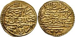 Early Medieval & Islamic ISLAMIC, Ottoman Empire. Sulayman II Qanuni ('the Lawgiver'), AH 926-974 / AD 1520-1566. Sultani (Gold, 21 mm, 3.54 g, 7 h), Halab, AH 926 / AD 1520. Pere 171. Sultan 9404. Go